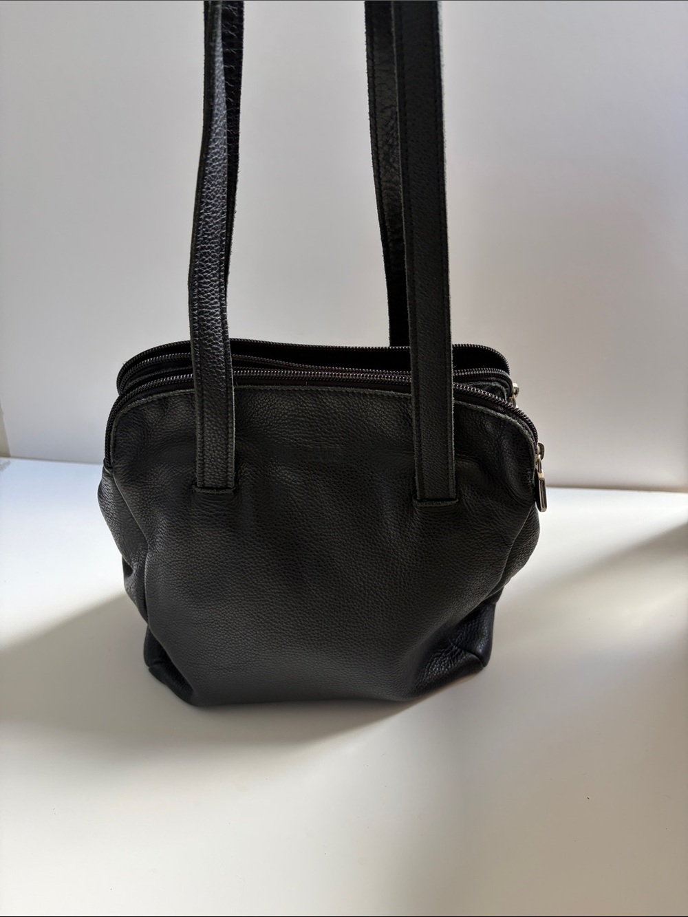 Roots Black Pebbled Leather Shoulder Bag